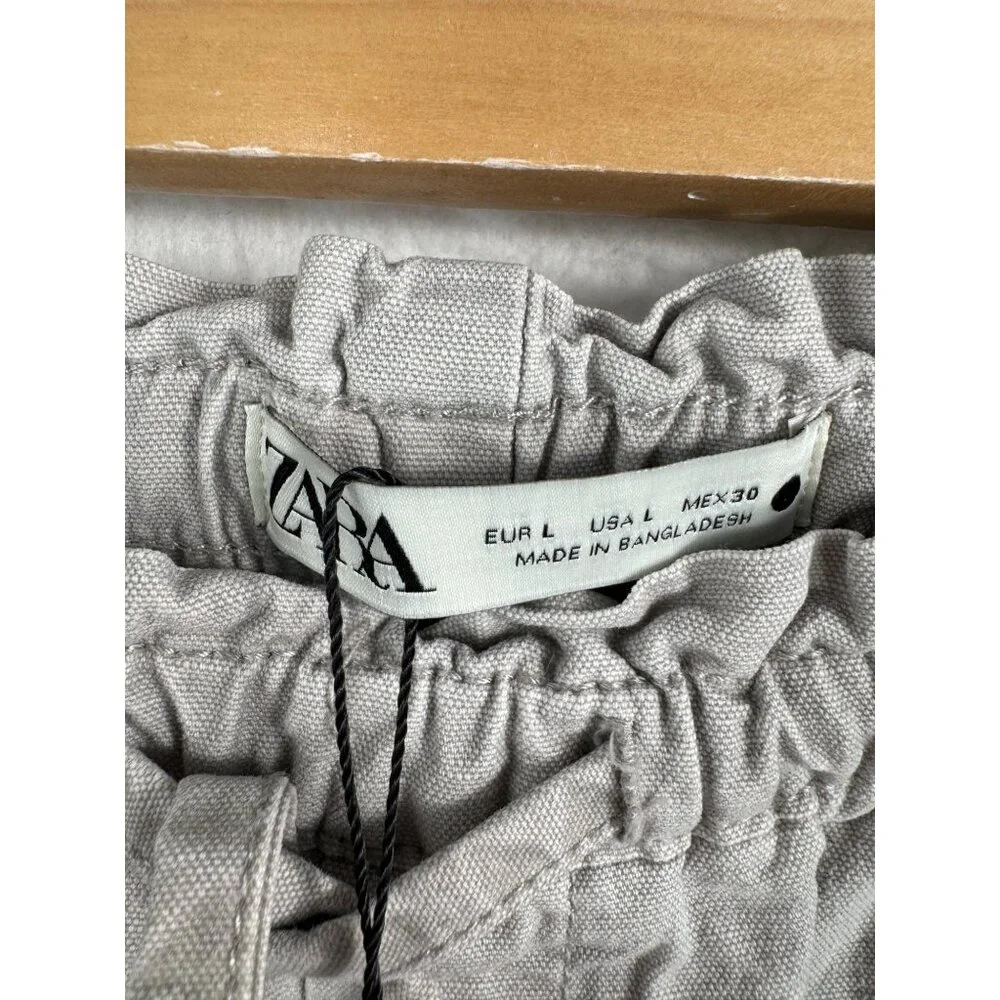 Zara LOW WAIST LOOSE JEANS linen‎ blend Collection baggy 90s grey sz L